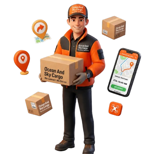 Ocean And Sky Cargo - Premium delivery illustration